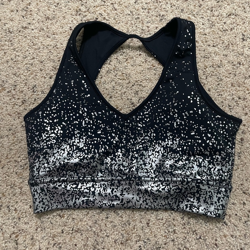 BuffBunny Medium Black Sparkle Sports Bra